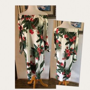 Tropical Italian Off Shoulder Dress